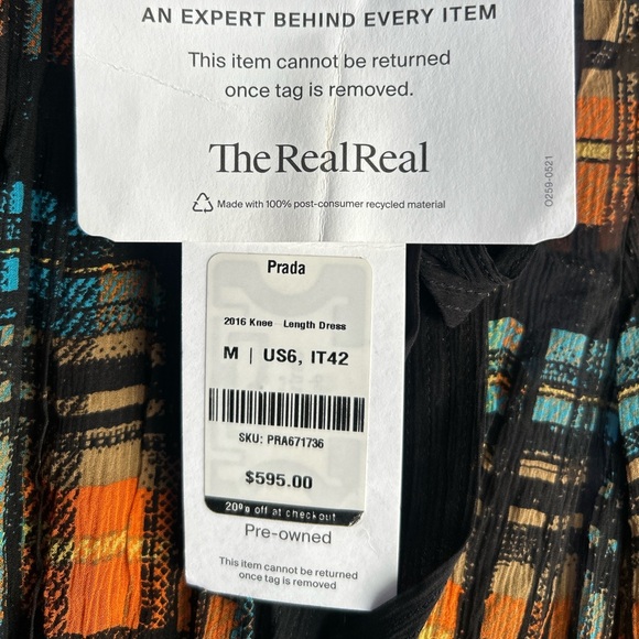 Prada Black Dress with Orange and Blue Plaid - Picture 3 of 7